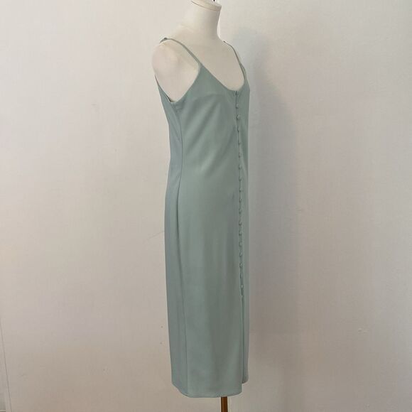 Simple Retro Pastel Mint Green Button Front Midi Dress Size Medium - Picture 5 of 12